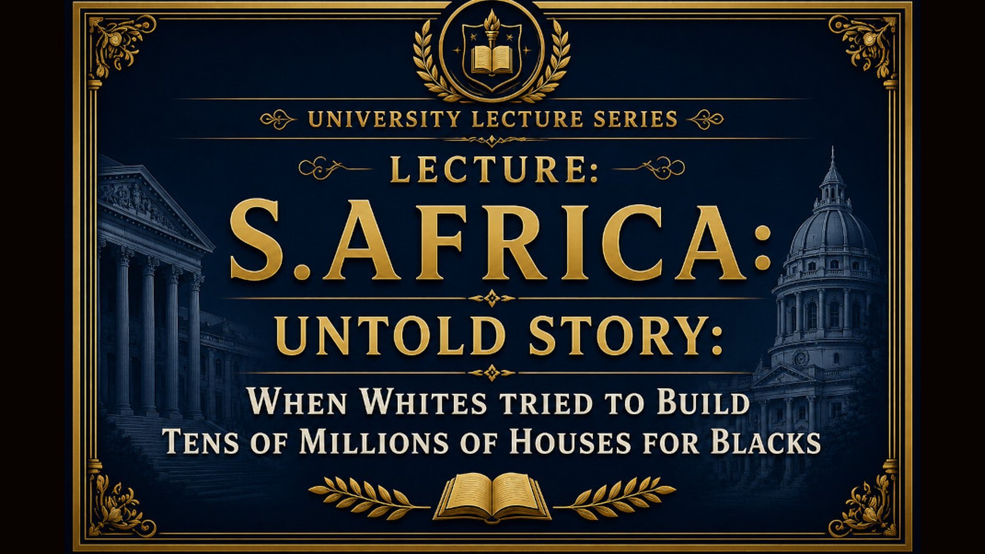 Lecture: S.Africa: Untold Story: When Whites tried to build tens of millions of houses for Blacks